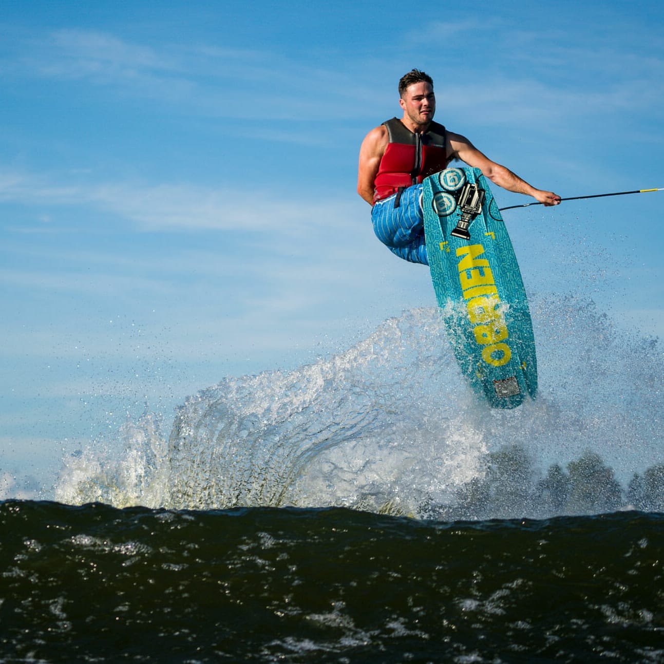 A man on a wakesurf.