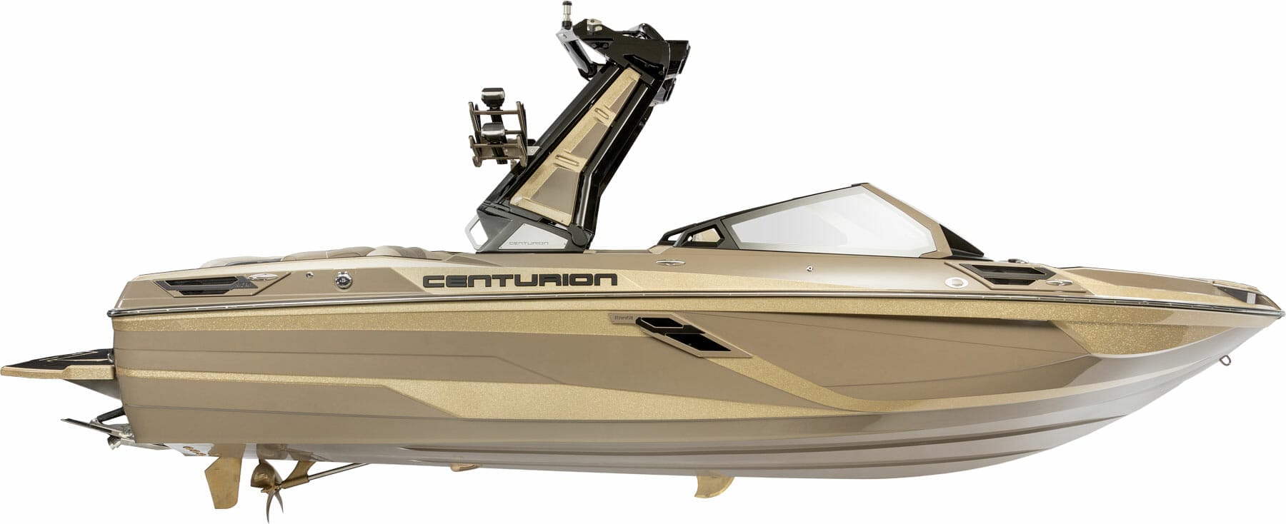 A wakeboat on a white background.