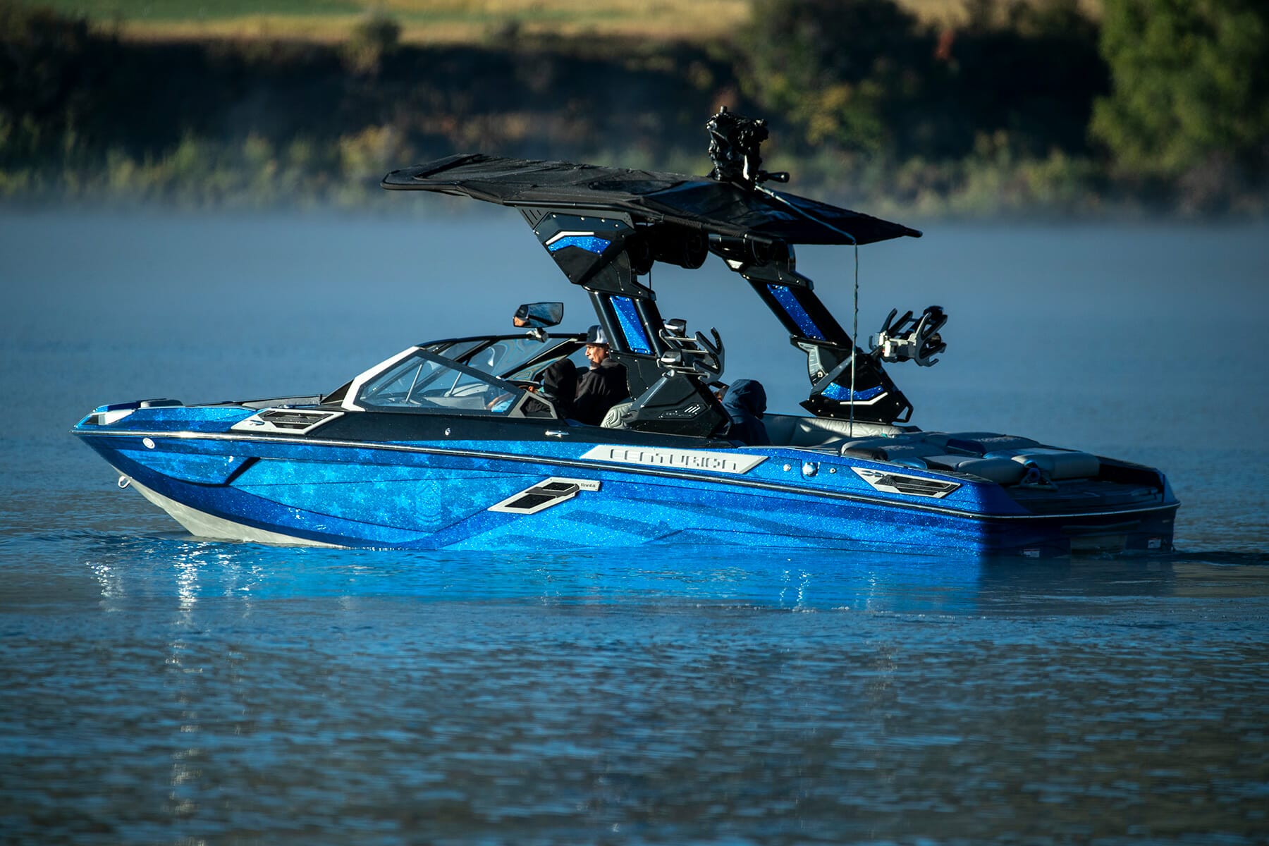 A wake board boat on the water during the 2024 WWSC Day 2 Recap.